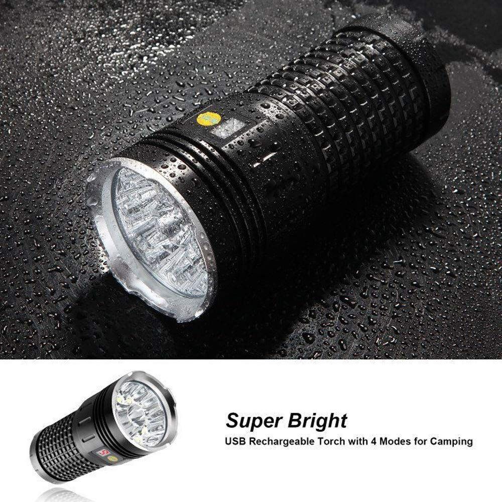 Lampe torche LED SKY RAY 15000 Lumens Rechargeable USB Type-C Parfaite pour le camping et les réparations à la maison