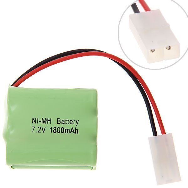 Pack de batteries rechargeables Ni-MH 7.2V AA 1800mAh écologique pour véhicules télécommandés et avions modèles.