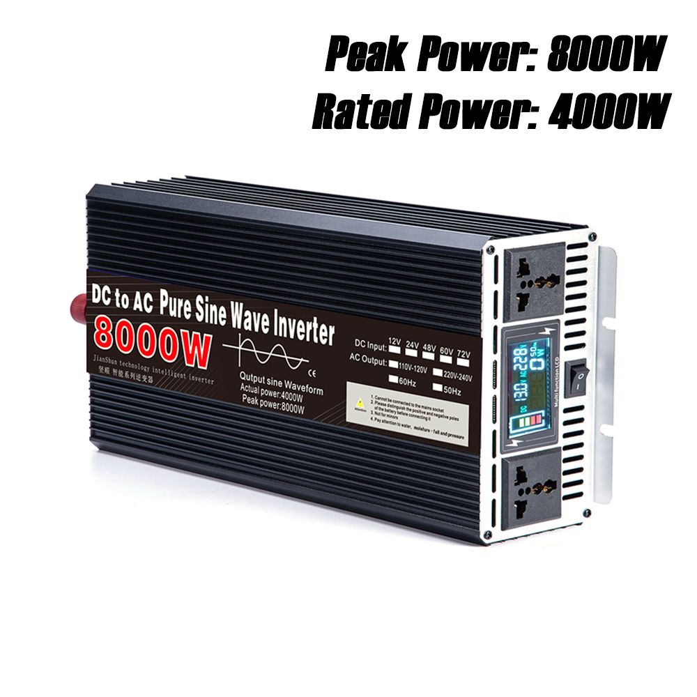 Onduleur à onde sinusoïdale pure de 3000 W à 8000 W pour VR DC 12 V 24 V vers AC 110 V 220 V Système d'énergie compact de haute qualité