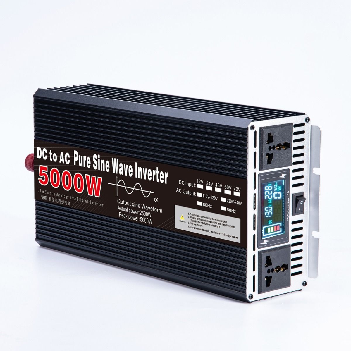 Onduleur à onde sinusoïdale pure de 3000 W à 8000 W pour VR DC 12 V 24 V vers AC 110 V 220 V Système d'énergie compact de haute qualité