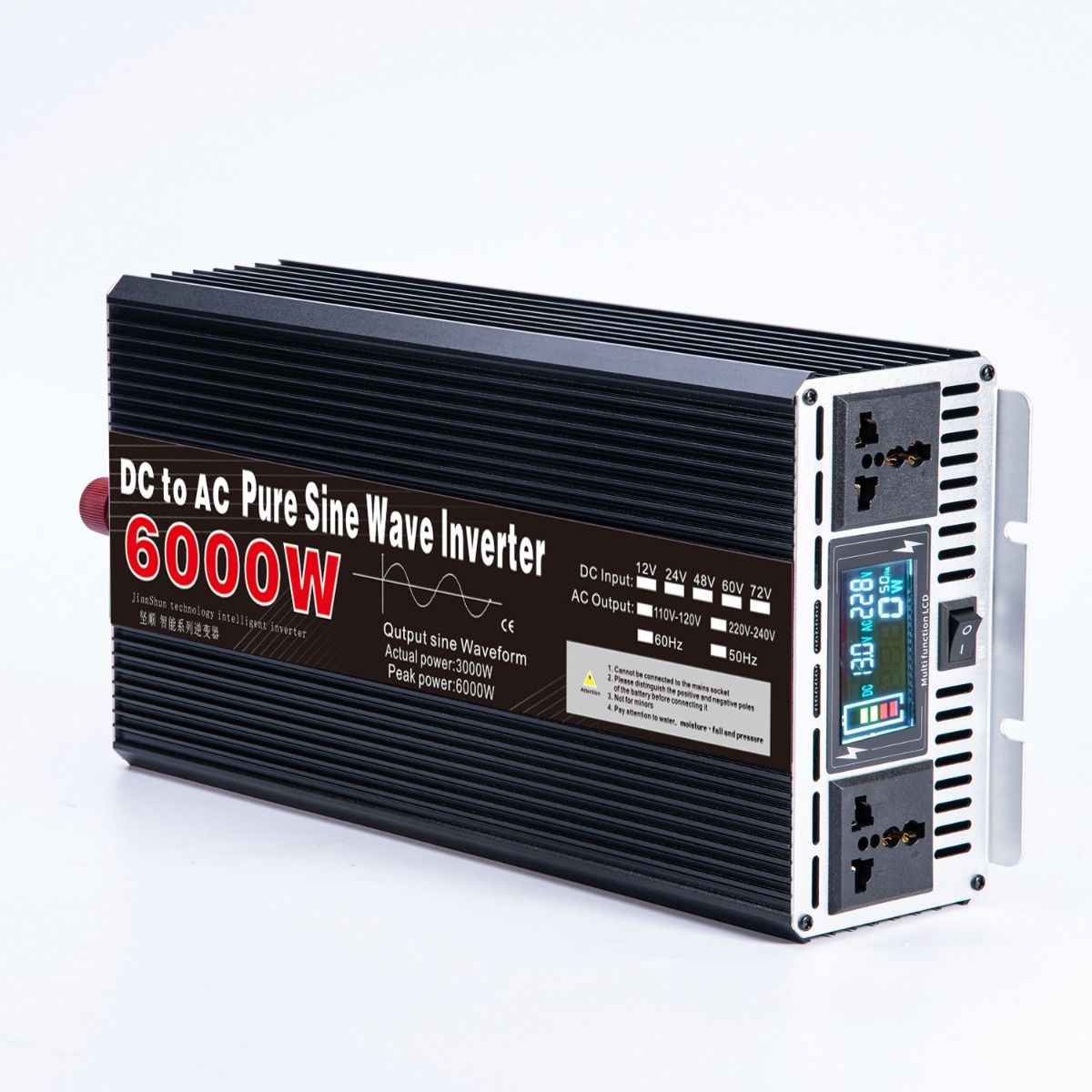 Onduleur à onde sinusoïdale pure de 3000 W à 8000 W pour VR DC 12 V 24 V vers AC 110 V 220 V Système d'énergie compact de haute qualité