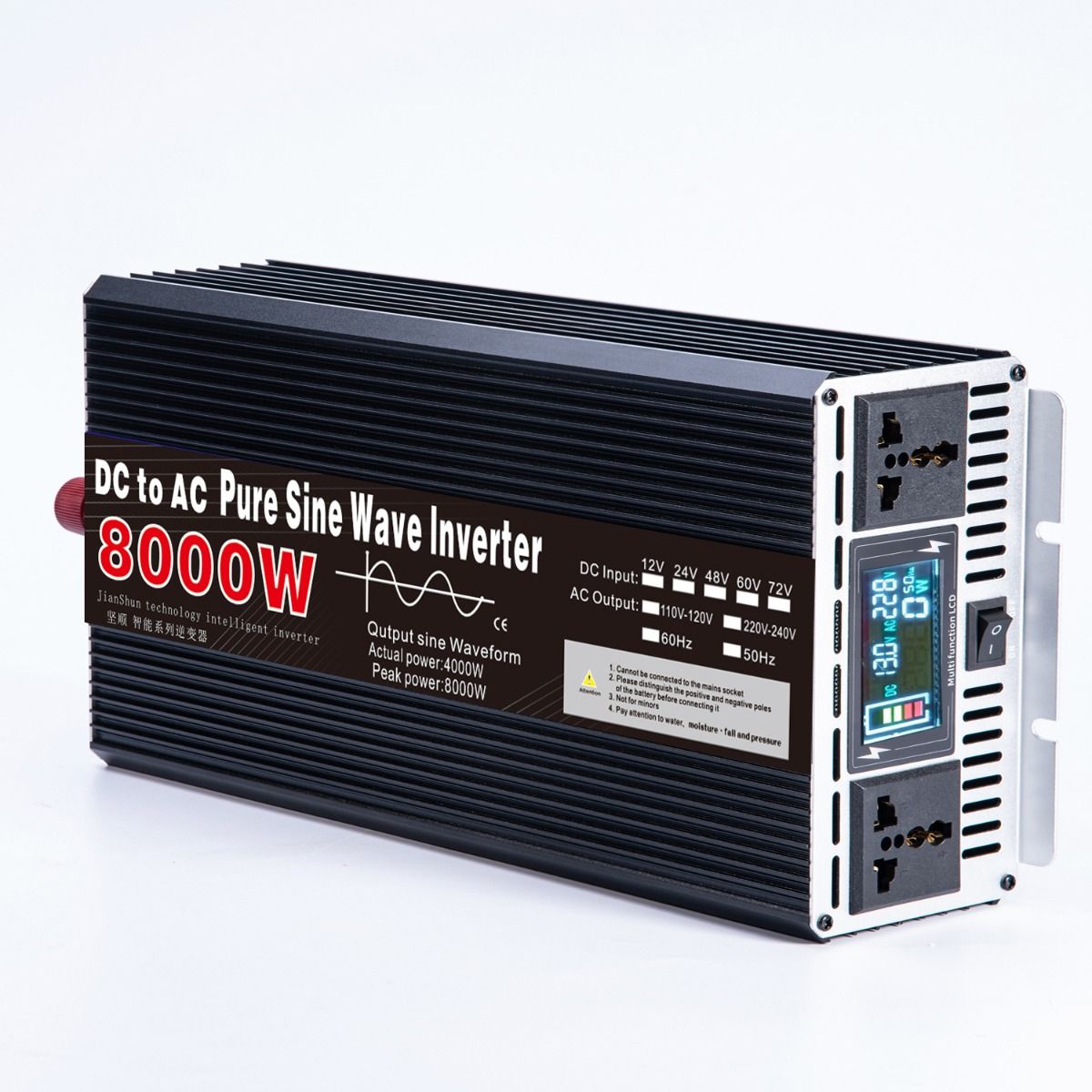 Onduleur à onde sinusoïdale pure de 3000 W à 8000 W pour VR DC 12 V 24 V vers AC 110 V 220 V Système d'énergie compact de haute qualité