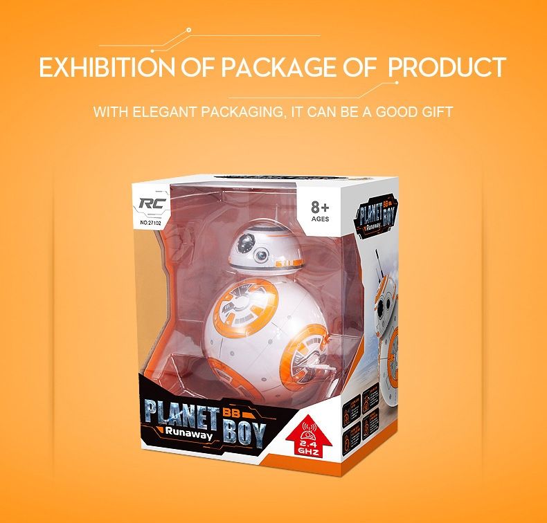 Robot télécommandé Star Wars BB-8 20,5 cm Jouet RC intelligent avec rotation à 360° pour enfants et collection