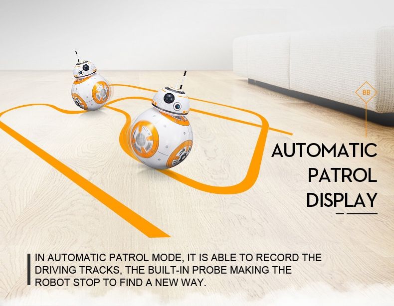 Robot télécommandé Star Wars BB-8 20,5 cm Jouet RC intelligent avec rotation à 360° pour enfants et collection
