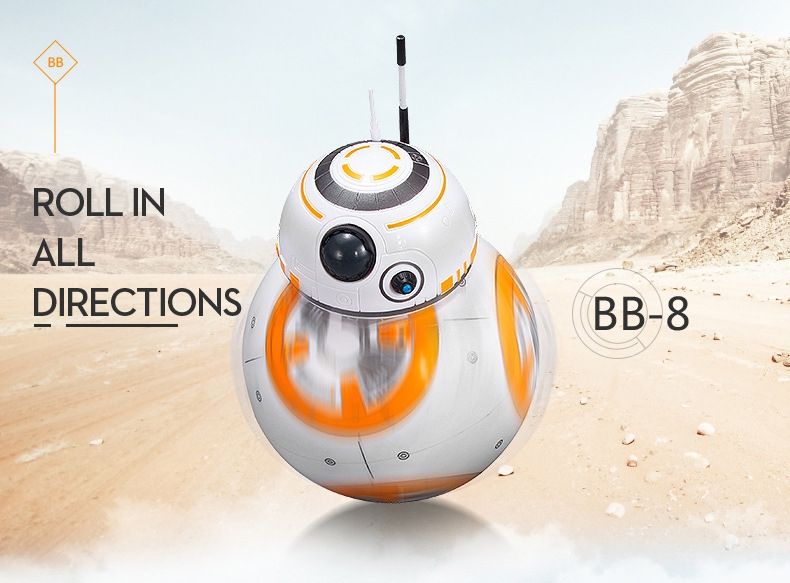 Robot télécommandé Star Wars BB-8 20,5 cm Jouet RC intelligent avec rotation à 360° pour enfants et collection