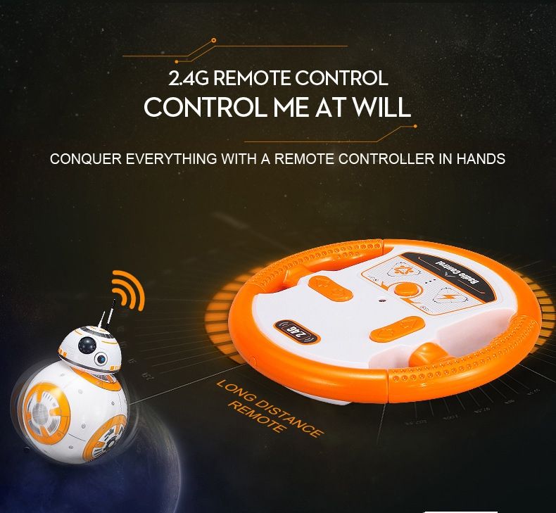 Robot télécommandé Star Wars BB-8 20,5 cm Jouet RC intelligent avec rotation à 360° pour enfants et collection