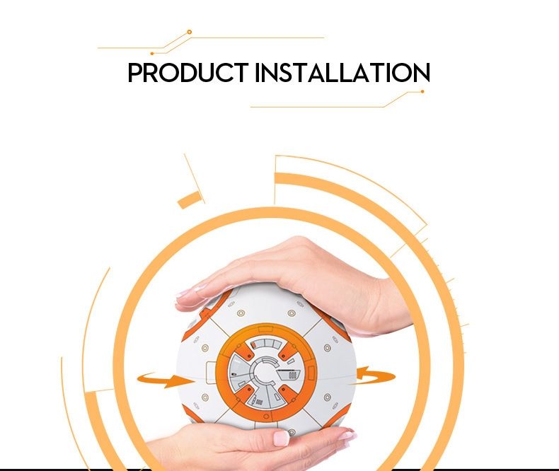 Robot télécommandé Star Wars BB-8 20,5 cm Jouet RC intelligent avec rotation à 360° pour enfants et collection