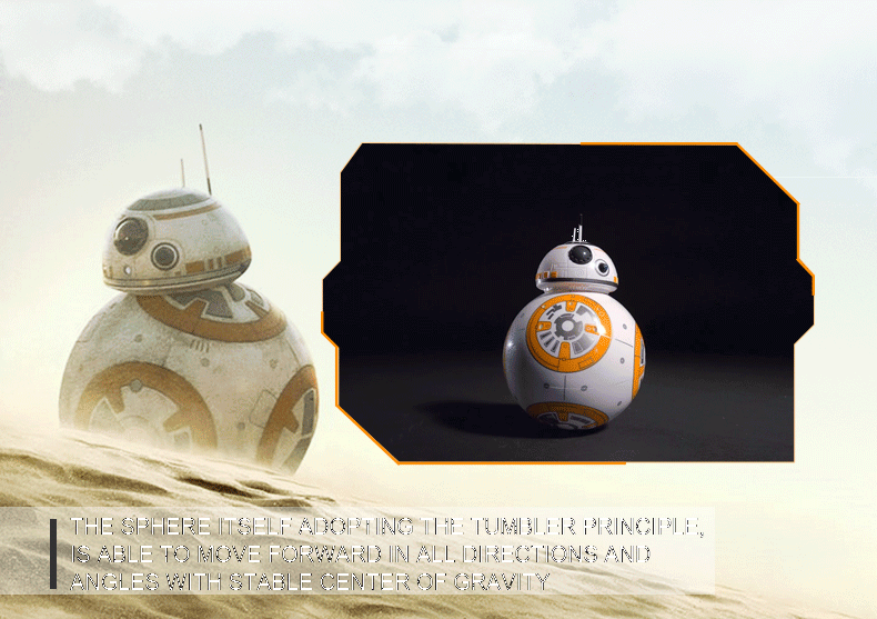 Robot télécommandé Star Wars BB-8 20,5 cm Jouet RC intelligent avec rotation à 360° pour enfants et collection