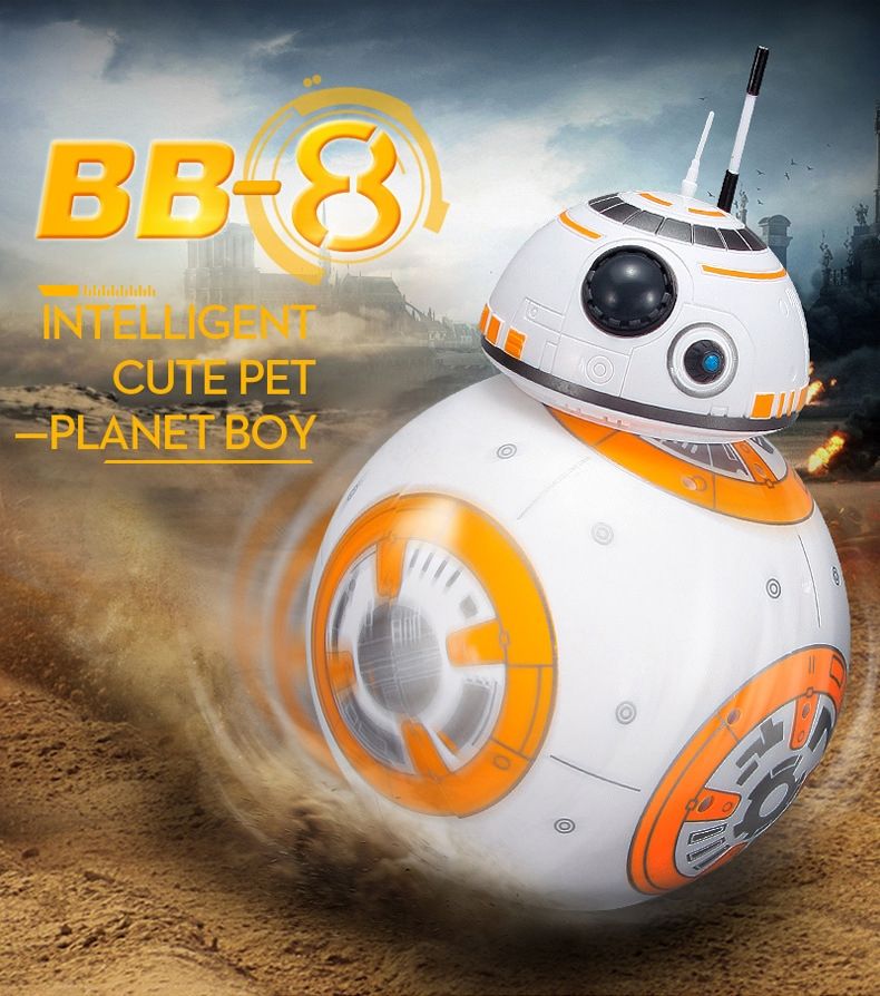 Robot télécommandé Star Wars BB-8 20,5 cm Jouet RC intelligent avec rotation à 360° pour enfants et collection