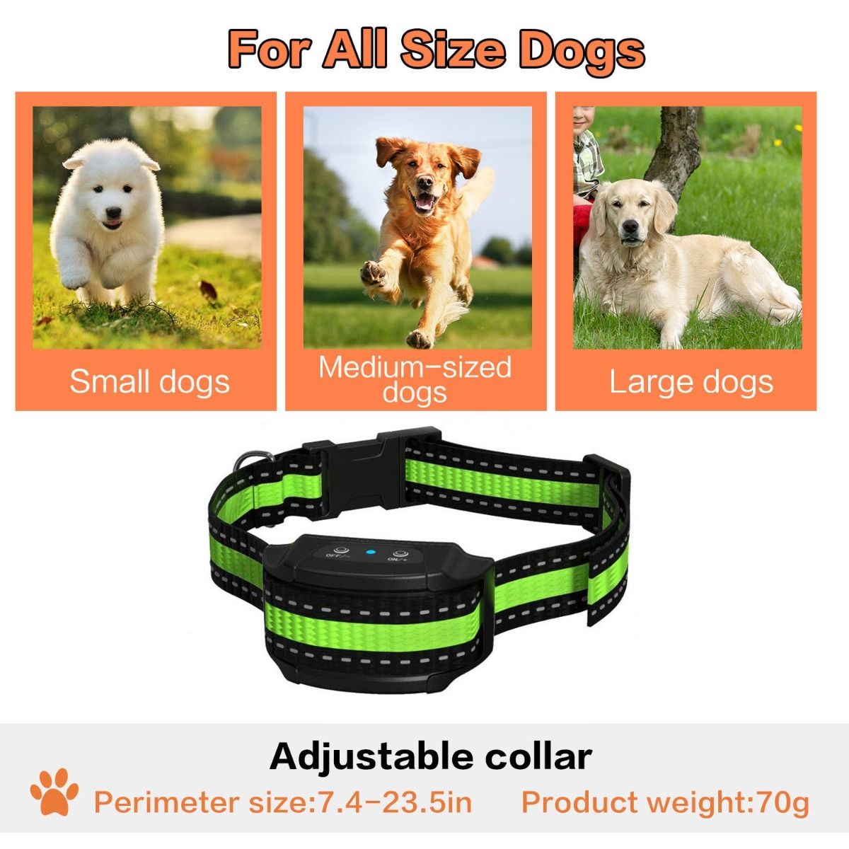 Dispositif anti-aboiement intelligent pour chien, collier ultrasonique électrique USB, outil de dressage humain pour une maison paisible.
