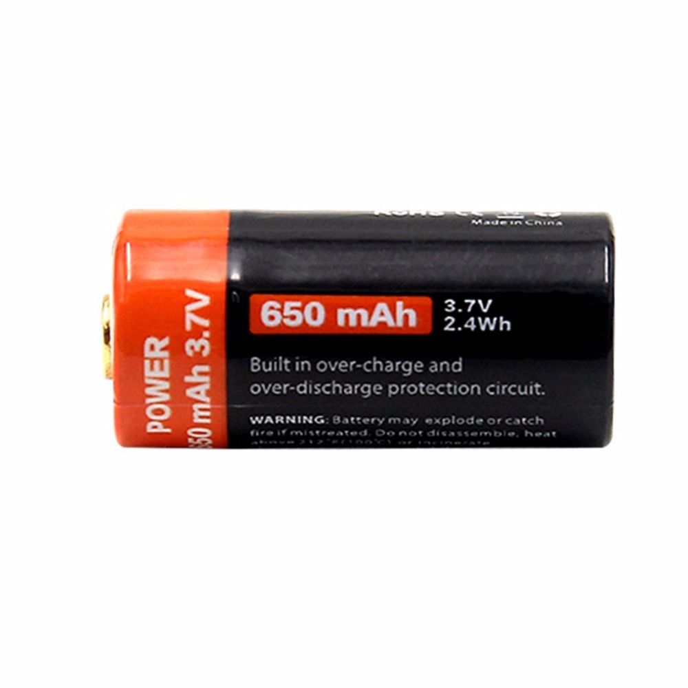 16340 650mAh 3.7V Batterie Li-ion rechargeable micro USB écologique et durable pour lampes de poche et équipements