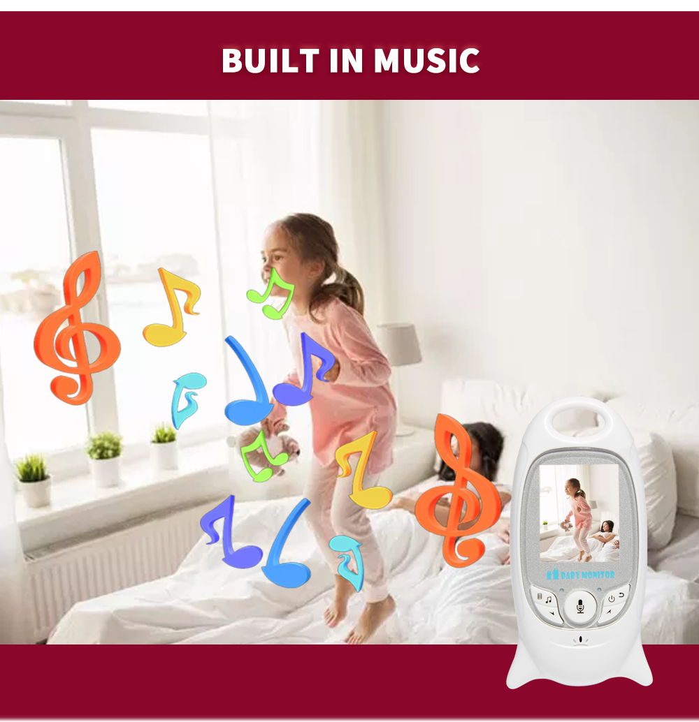 VB601 Moniteur bébé vidéo sans fil 2,4 GHz avec communication bidirectionnelle, vision nocturne et surveillance de la température.