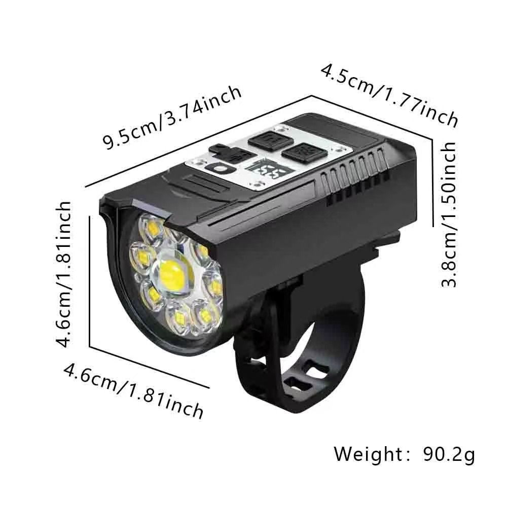 Phare de vélo 9 LED Rechargeable Type-C et Étanche, Puissant pour Sécurité Vélo la Nuit.