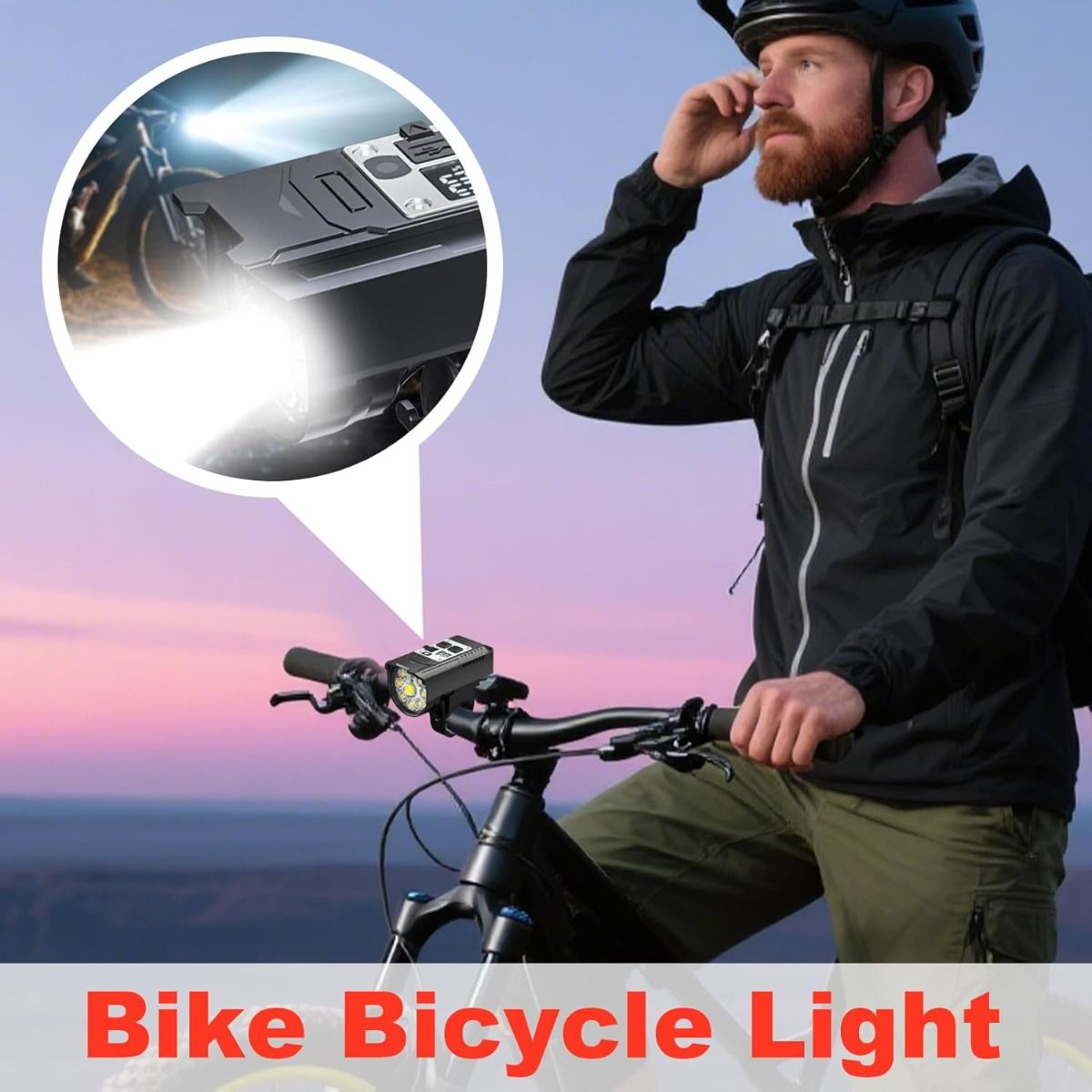 Phare de vélo 9 LED Rechargeable Type-C et Étanche, Puissant pour Sécurité Vélo la Nuit.