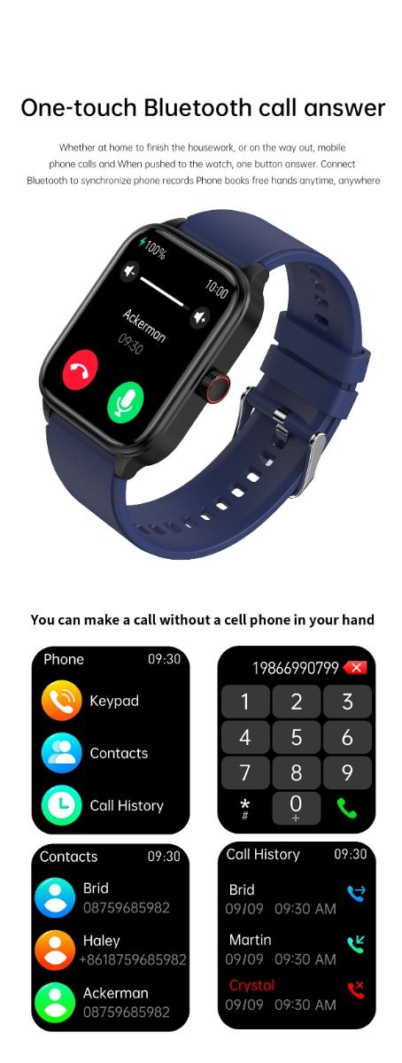 ET540 Glycémie ECG Température corporelle Tension artérielle Oxygène dans le sang Fréquence cardiaque Appel Bluetooth Smartwatch Fitness Tracker