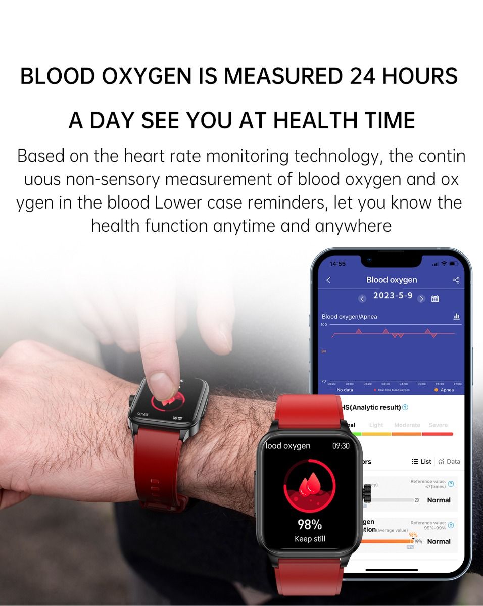 ET540 Glycémie ECG Température corporelle Tension artérielle Oxygène dans le sang Fréquence cardiaque Appel Bluetooth Smartwatch Fitness Tracker