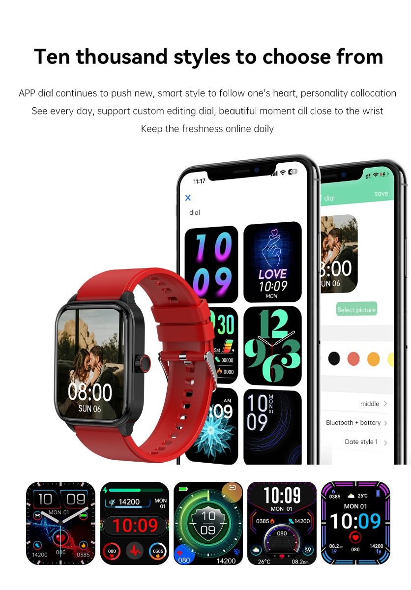 ET540 Glycémie ECG Température corporelle Tension artérielle Oxygène dans le sang Fréquence cardiaque Appel Bluetooth Smartwatch Fitness Tracker