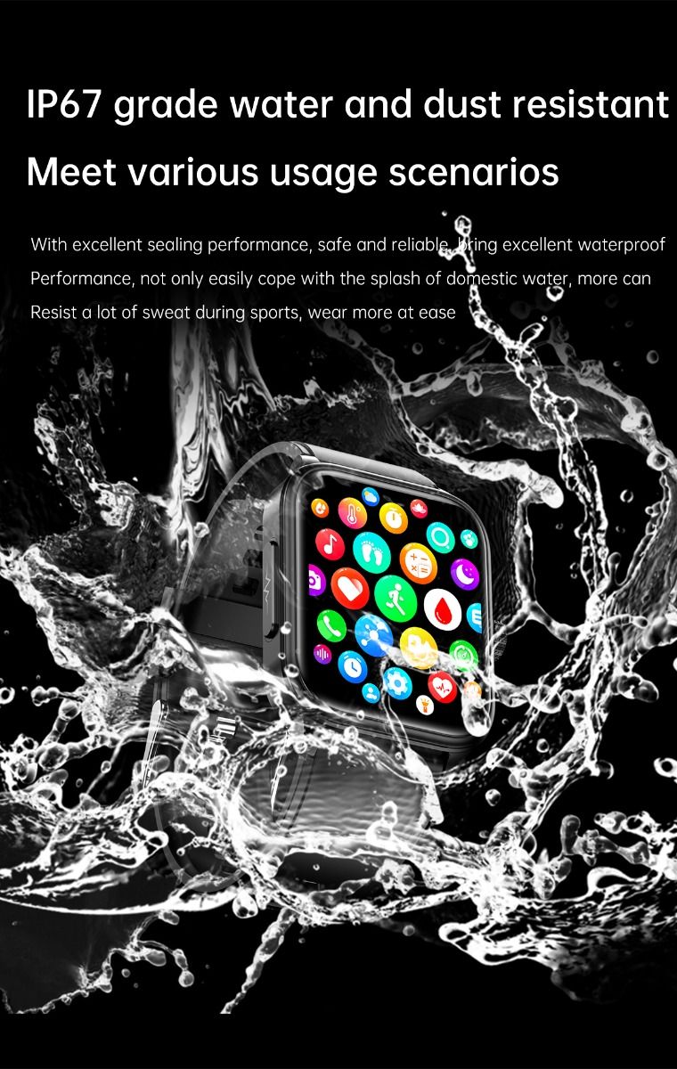 ET540 Glycémie ECG Température corporelle Tension artérielle Oxygène dans le sang Fréquence cardiaque Appel Bluetooth Smartwatch Fitness Tracker