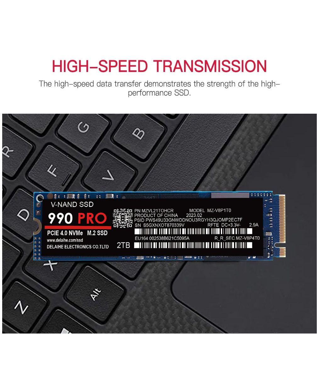SSD haute vitesse 990 PRO PCIe 4.0 NVMe 4.0 M.2 2280 1To 2To 4To SSD Interne Disque Dur à État Solide Pour Ordinateur Portable PC PS4