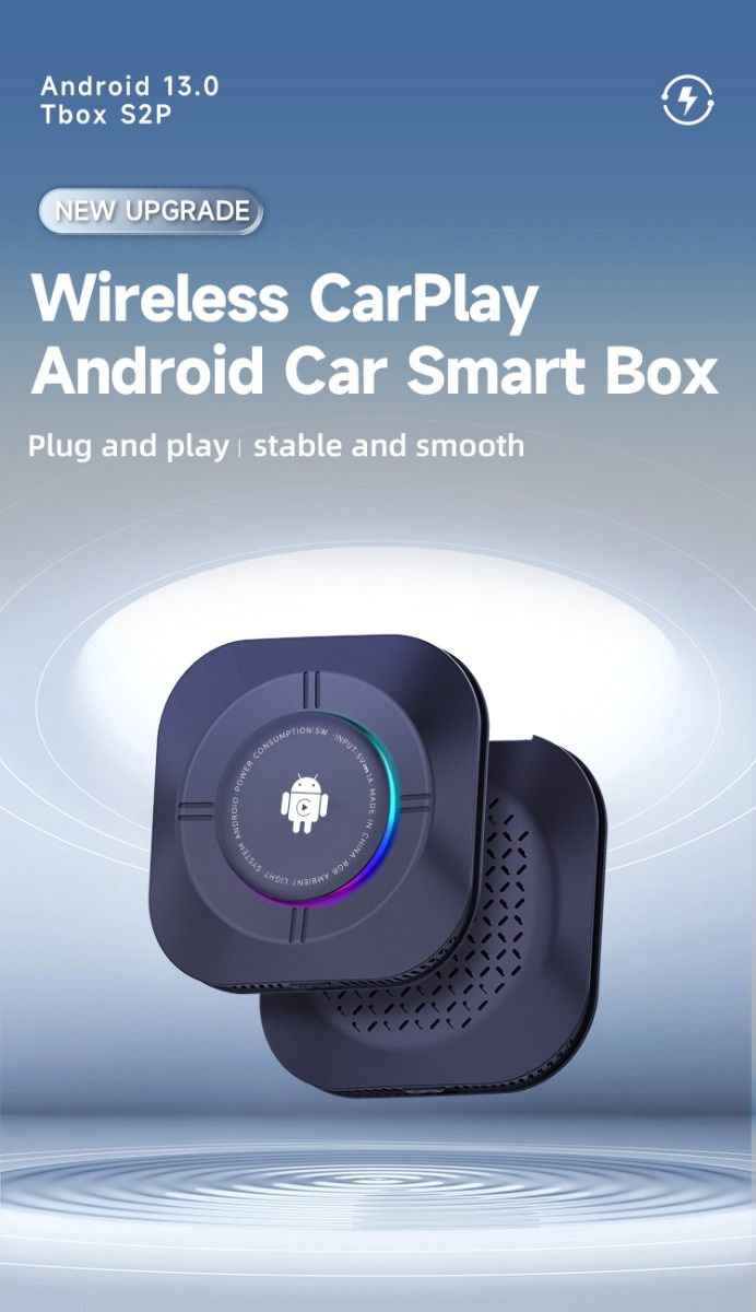 Carlinkit Android 13 TV Box Wireless CarPlay Connectivité sans faille Adaptateur 8 cœurs pour divertissement en voiture