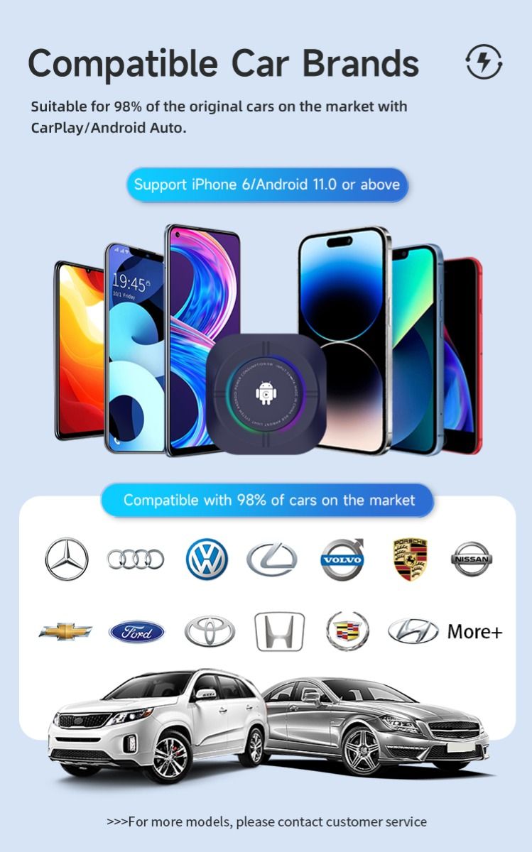 Carlinkit Android 13 TV Box Wireless CarPlay Connectivité sans faille Adaptateur 8 cœurs pour divertissement en voiture