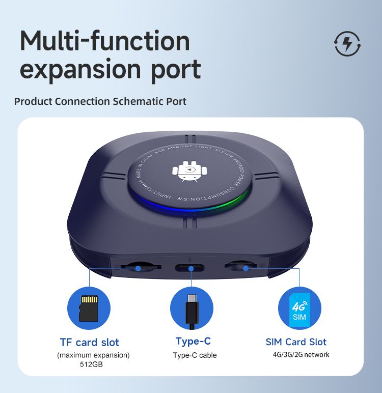 Carlinkit Android 13 TV Box Wireless CarPlay Connectivité sans faille Adaptateur 8 cœurs pour divertissement en voiture