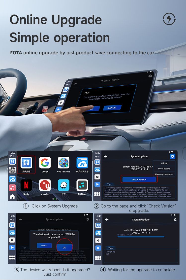 Carlinkit Android 13 TV Box Wireless CarPlay Connectivité sans faille Adaptateur 8 cœurs pour divertissement en voiture