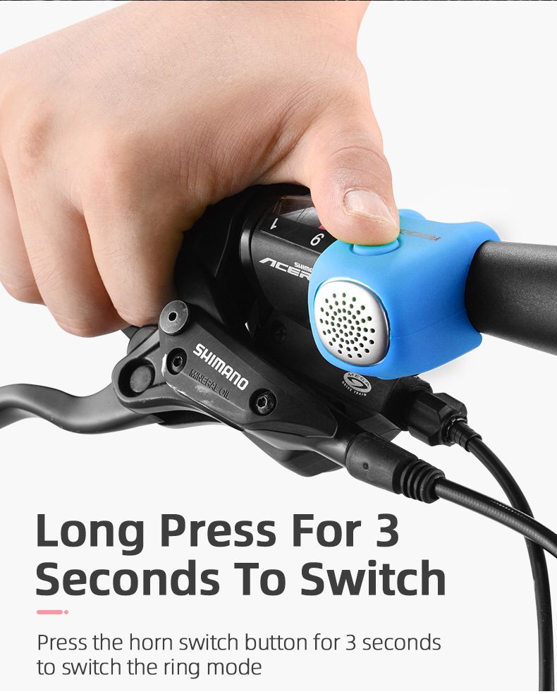 ROCKBROS Sonnette de vélo électrique avec klaxon de 90 dB, conception étanche, accessoire de guidon VTT pour une conduite sûre
