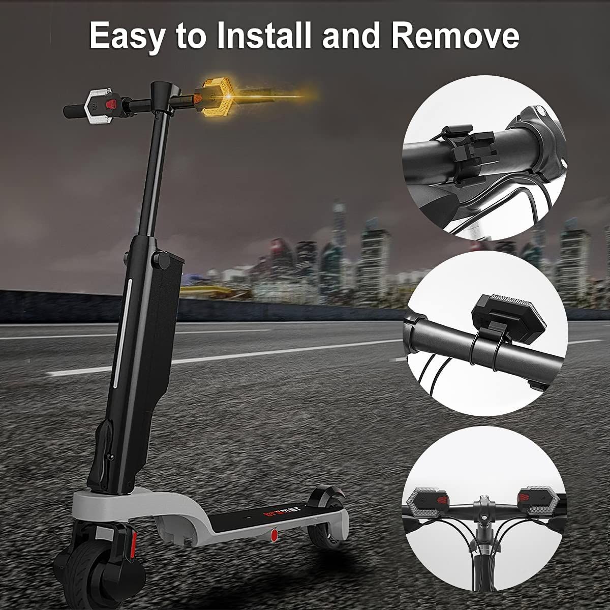 CarryBright CBX4 Feu de signalisation pour vélo avec klaxon, recharge USB, étanche, accessoire de sécurité cycliste