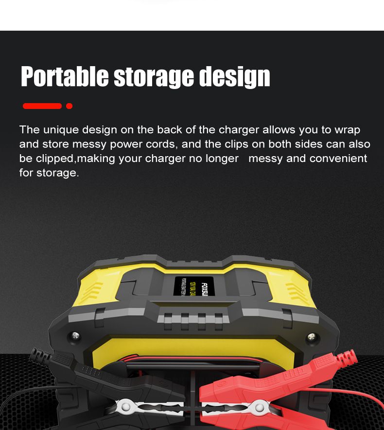FOXSUR Chargeur de batterie de voiture portable 12V 24V Chargeur polyvalent pour AGM LiFePO4 acide de plomb moto camion
