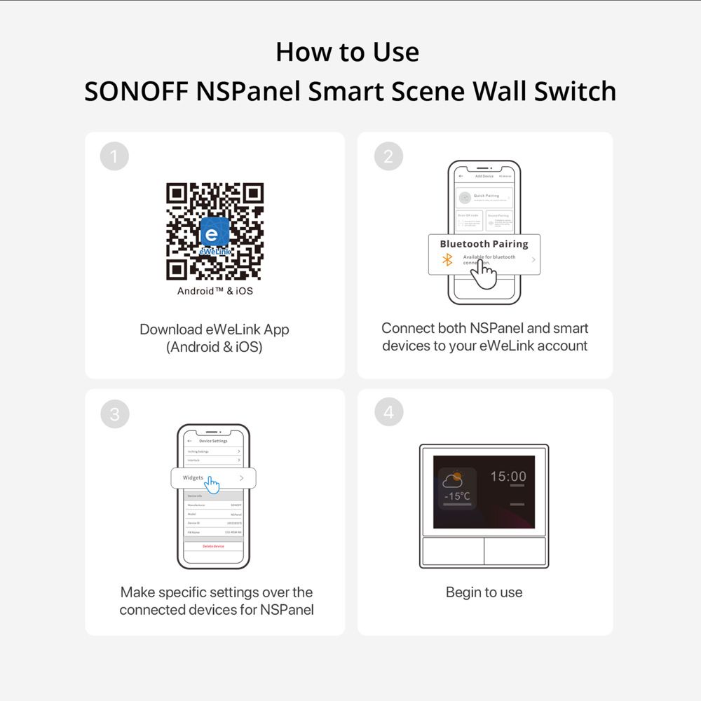 SONOFF NSPanel Interrupteur intelligent scène WiFi contrôle tout-en-un avec écran tactile pour l'automatisation de la maison intelligente