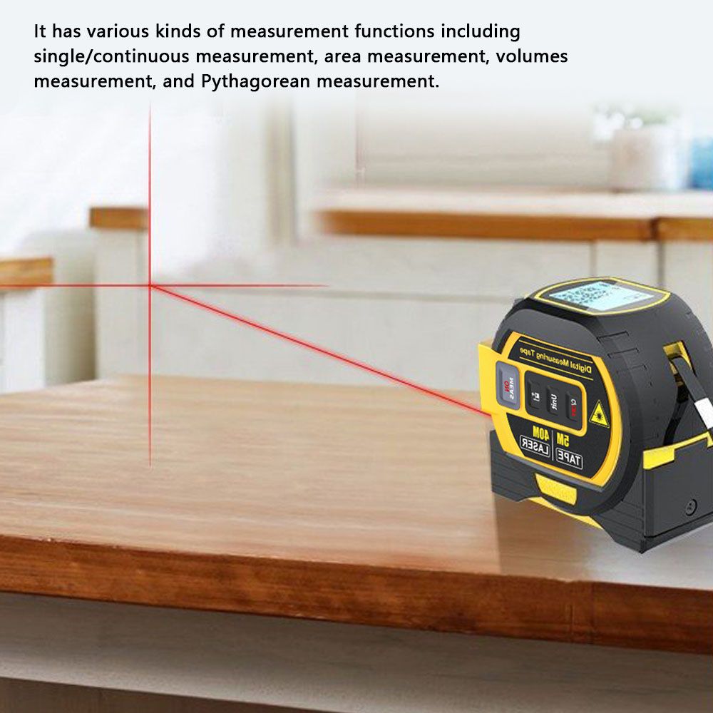 Mètre ruban télémètre laser 3 en 1 avec rétroéclairage d'affichage LCD pour architectes, outils de rénovation domiciliaire