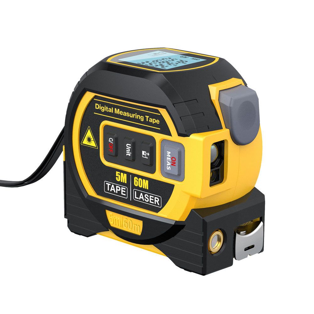 Mètre ruban télémètre laser 3 en 1 avec rétroéclairage d'affichage LCD pour architectes, outils de rénovation domiciliaire