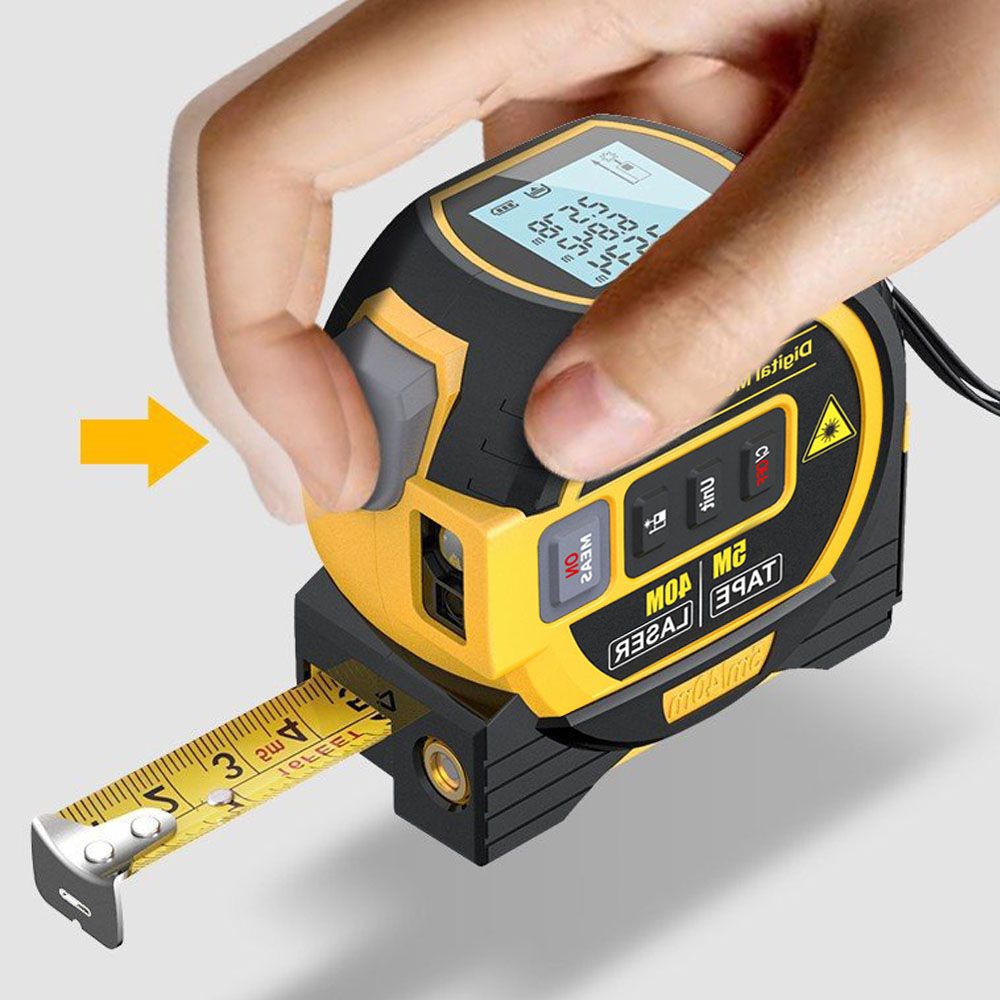 Mètre ruban télémètre laser 3 en 1 avec rétroéclairage d'affichage LCD pour architectes, outils de rénovation domiciliaire