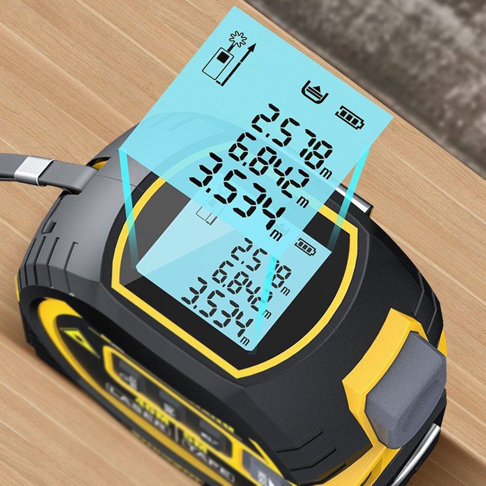 Mètre ruban télémètre laser 3 en 1 avec rétroéclairage d'affichage LCD pour architectes, outils de rénovation domiciliaire