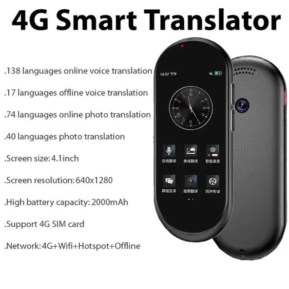 Traducteur vocal A10, écran HD 4,1 pouces, compagnon de voyage multilingue, traduction fluide en temps réel et hors ligne