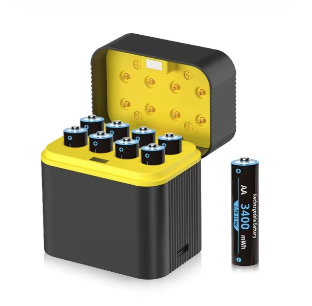 Piles AA Lithium 1.5V 3000mWh rechargeables avec chargeur | 8 paquets longue durée pour jeux & appareils