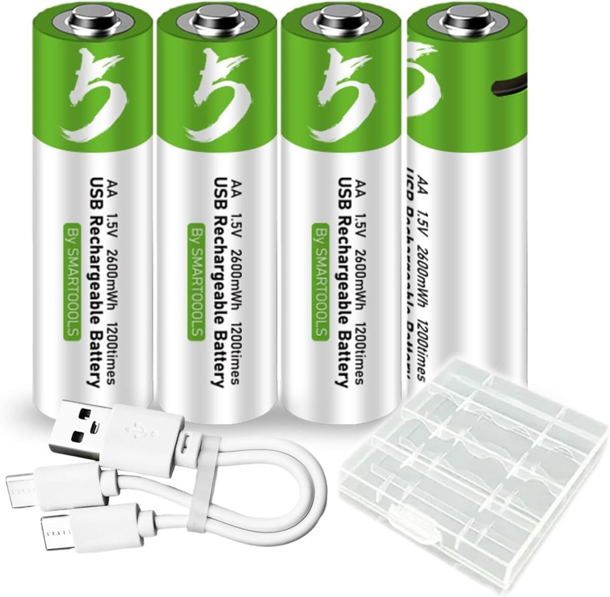 Piles AA Rechargeables USB-C 2600mWh 1.5V, longue durée de vie, écologiques, pour gadgets