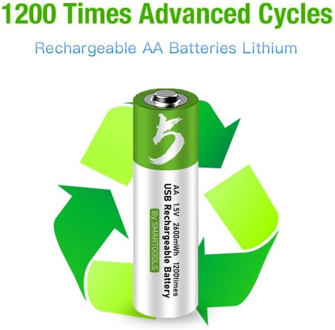 Piles AA Rechargeables USB-C 2600mWh 1.5V, longue durée de vie, écologiques, pour gadgets