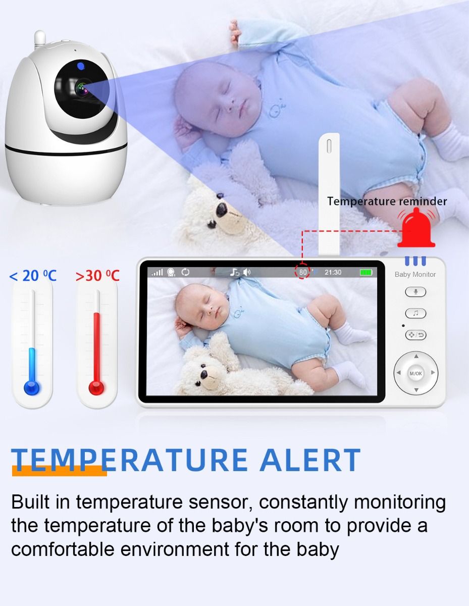 Moniteur vidéo bébé ABM501 moniteur vidéo bébé sécurité familiale LCD 5 pouces vision nocturne sans fil 2.4G