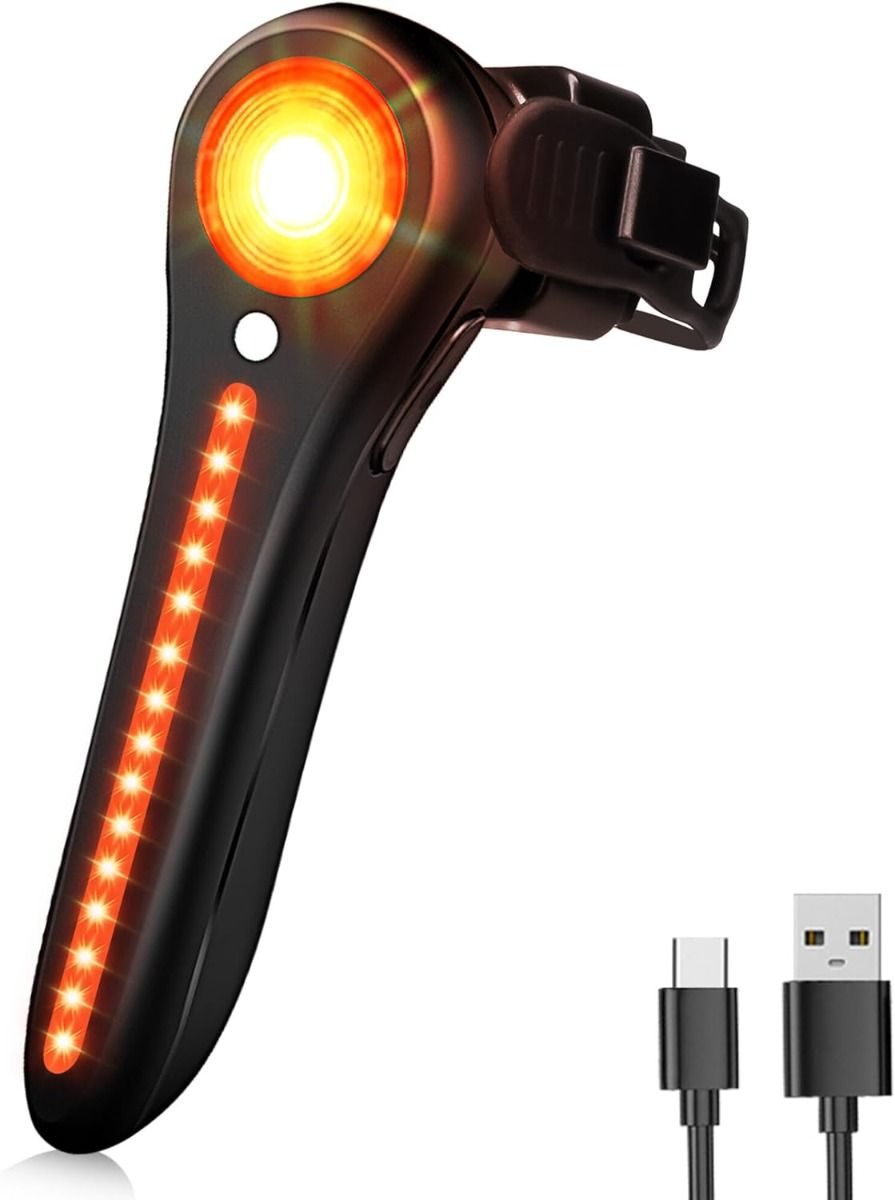 Feu arrière de vélo intelligent rechargeable USB-C, feu arrière de vélo super lumineux pour route et montagne, feu arrière de cyclisme