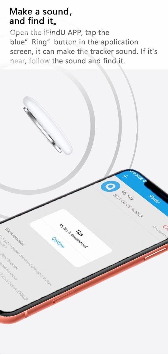 Mini traqueur GPS Bluetooth 4.0 dispositif anti-perte léger design compact recherche en un clic pour animaux et clés
