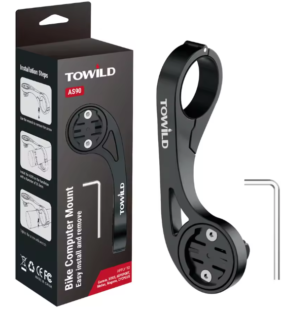 TOWILD AS90 Support prolongateur guidon vélo - Fixation phare vélo, léger, installation facile