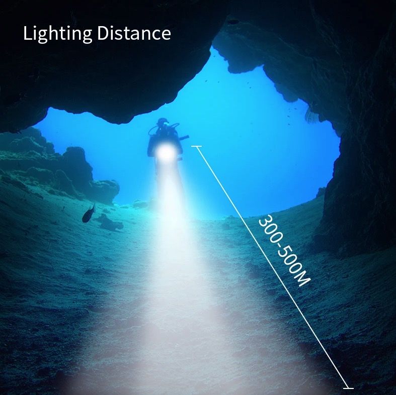 Lampe torche de plongée B11 LED rouge bleu blanc - Lumière pour photographie sous-marine 80M, lanterne de plongée pour exploration marine