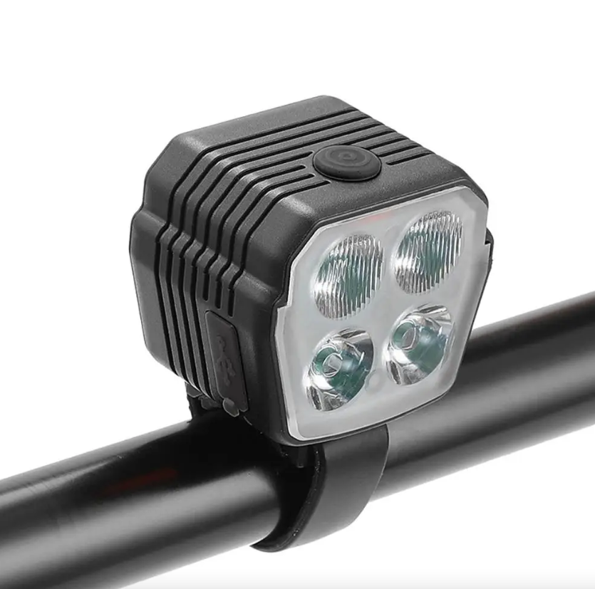 Biciclette Phare Klaxon 2-en-1 VTT Feux de près et de loin 2/4 Lampes Commande par fil à perles Sonnette Klaxon Accessoires vélo