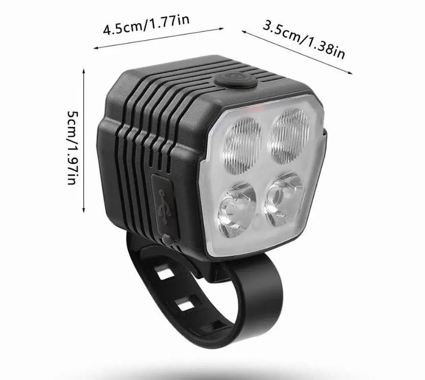 Biciclette Phare Klaxon 2-en-1 VTT Feux de près et de loin 2/4 Lampes Commande par fil à perles Sonnette Klaxon Accessoires vélo