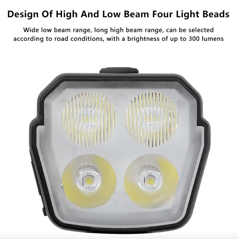 Biciclette Phare Klaxon 2-en-1 VTT Feux de près et de loin 2/4 Lampes Commande par fil à perles Sonnette Klaxon Accessoires vélo