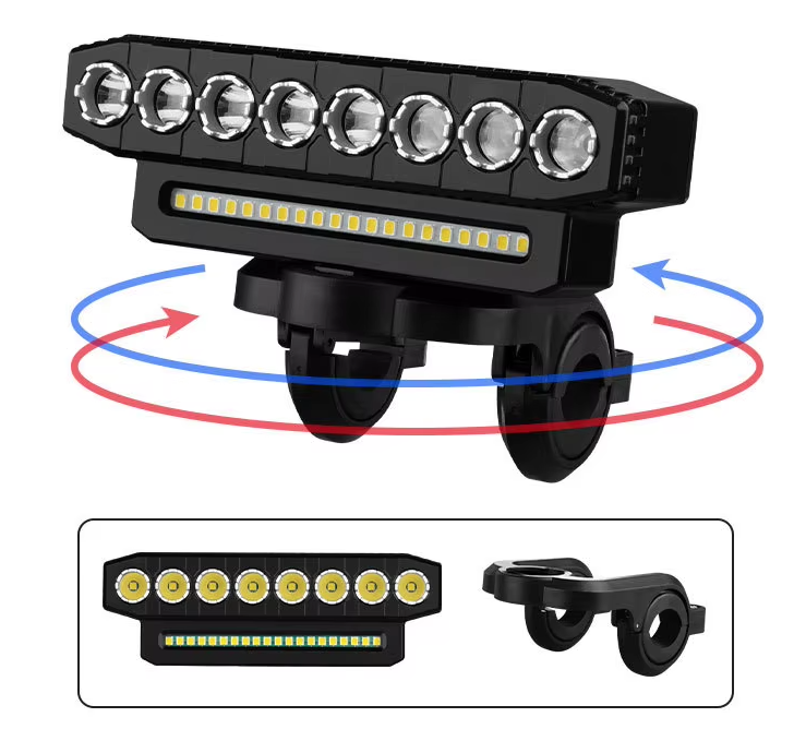 Lampe avant de vélo rechargeable USB avec klaxon cycliste 120 dB, design étanche pour cyclistes et navetteurs urbains