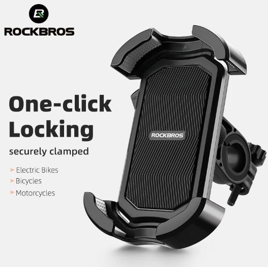 ROCKBROS Support de téléphone vélo sécurisé à rotation 360° antichoc pour 4.7-6.8 pouces pour vélo et VAE aventure