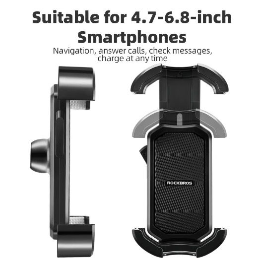 ROCKBROS Support de téléphone vélo sécurisé à rotation 360° antichoc pour 4.7-6.8 pouces pour vélo et VAE aventure